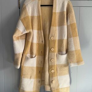 Skies Are Blue Mustard and Cream Knit Cardigan
